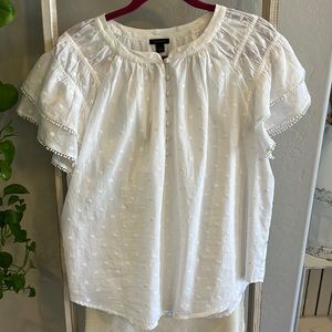 White Polka Dot Ann Taylor Blouse